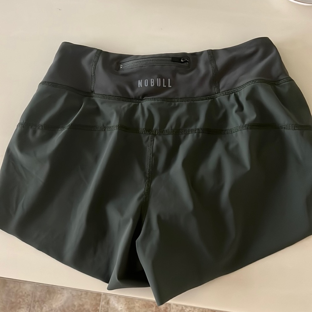 NoBull womens pace shorts army green 3”